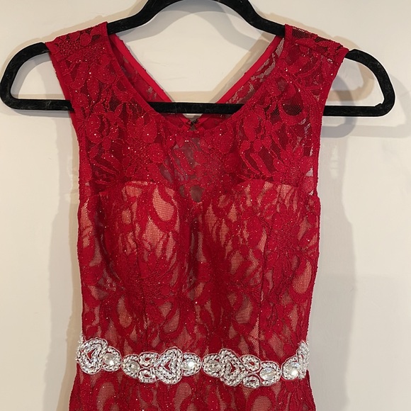 Red lace & glitter gown (5) - Picture 4 of 16
